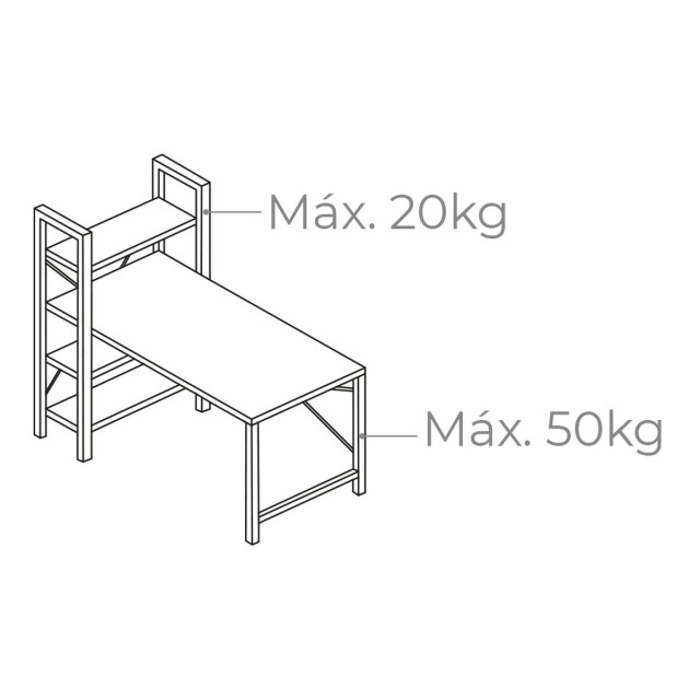 Mesa de Escritorio con Estantería EDM 75196 Negro Madera Metal 121 x