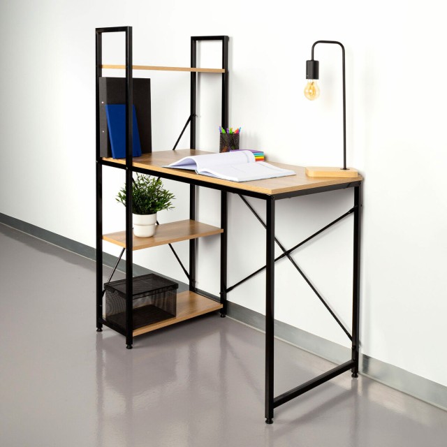 Desk with Shelf Max Home Steel Melamin Particleboard 100 x 120 x 52 cm