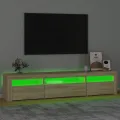 Meuble TV avec lumières LED Chêne sonoma 195x35x40 cm