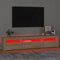 Meuble TV avec lumières LED Chêne sonoma 195x35x40 cm