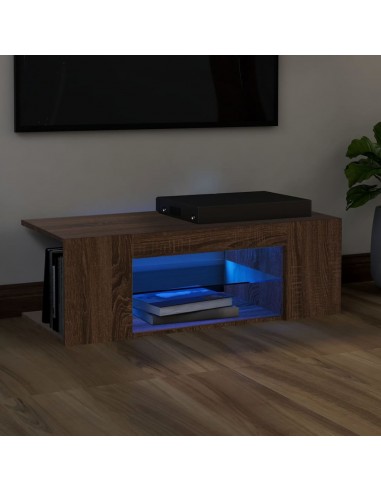 Meuble TV avec lumières LED Chêne marron 90x39x30 cm