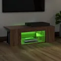 Meuble TV avec lumières LED Chêne marron 90x39x30 cm