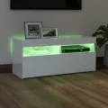 Meuble TV avec lumières LED blanc brillant 90x35x40 cm