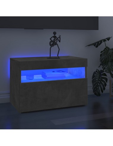 Meubles TV avec lumières LED 2 pcs gris béton 60x35x40 cm