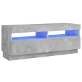 Meuble TV avec lumières LED gris béton 100x35x40 cm