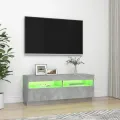 Meuble TV avec lumières LED gris béton 100x35x40 cm