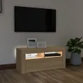 Meuble TV avec lumières LED chêne sonoma 90x35x40 cm