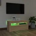 Meuble TV avec lumières LED chêne sonoma 90x35x40 cm