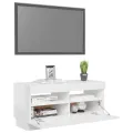 Meuble TV avec lumières LED blanc brillant 80x35x40 cm