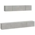Ensemble de meubles TV 4 pcs Gris béton Bois d'ingénierie