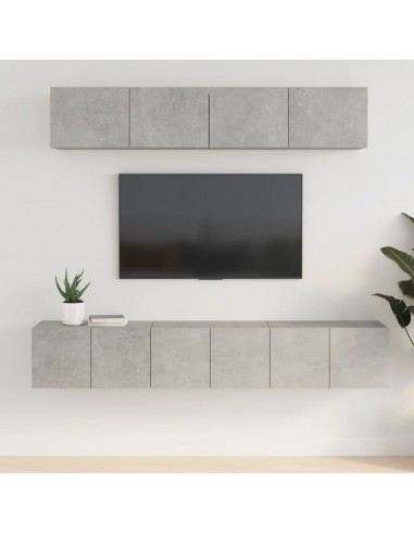 Ensemble de meubles TV 5 pcs Gris béton Bois d'ingénierie