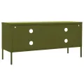 Meuble TV Vert olive 105x35x50 cm Acier
