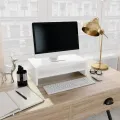 Support de moniteur Blanc brillant 42 x 24 x 13 cm Aggloméré
