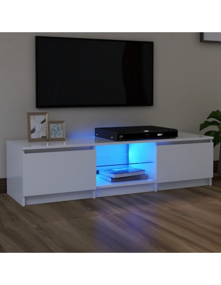 Meuble TV avec lumières LED blanc 140x40x35,5 cm