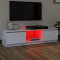Meuble TV avec lumières LED blanc 140x40x35,5 cm