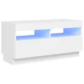 Meuble TV avec lumières LED blanc 80x35x40 cm