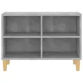 Meuble TV avec pieds en bois massif Gris béton 69,5x30x50 cm