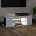 Meuble TV avec lumières LED blanc brillant 90x39x30 cm