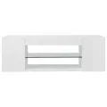 Meuble TV avec lumières LED blanc brillant 90x39x30 cm