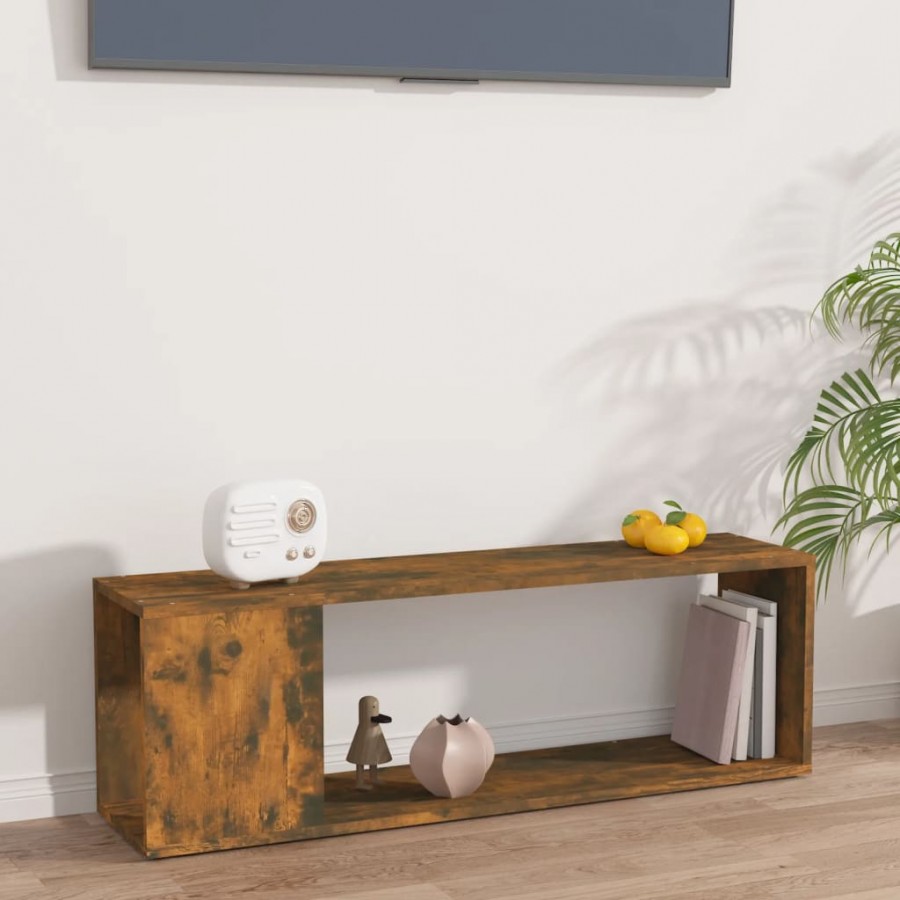 Meuble TV Chêne fumé 100x24x32 cm Bois d'ingénierie