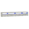Meuble TV avec lumières LED Gris béton 270x35x40 cm