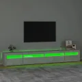 Meuble TV avec lumières LED Gris béton 270x35x40 cm