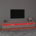 Meuble TV avec lumières LED Gris béton 270x35x40 cm