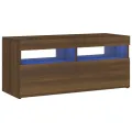 Meuble TV avec lumières LED Chêne marron 90x35x40 cm