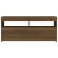 Meuble TV avec lumières LED Chêne marron 90x35x40 cm