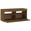 Meuble TV avec lumières LED Chêne fumé 90x35x40 cm