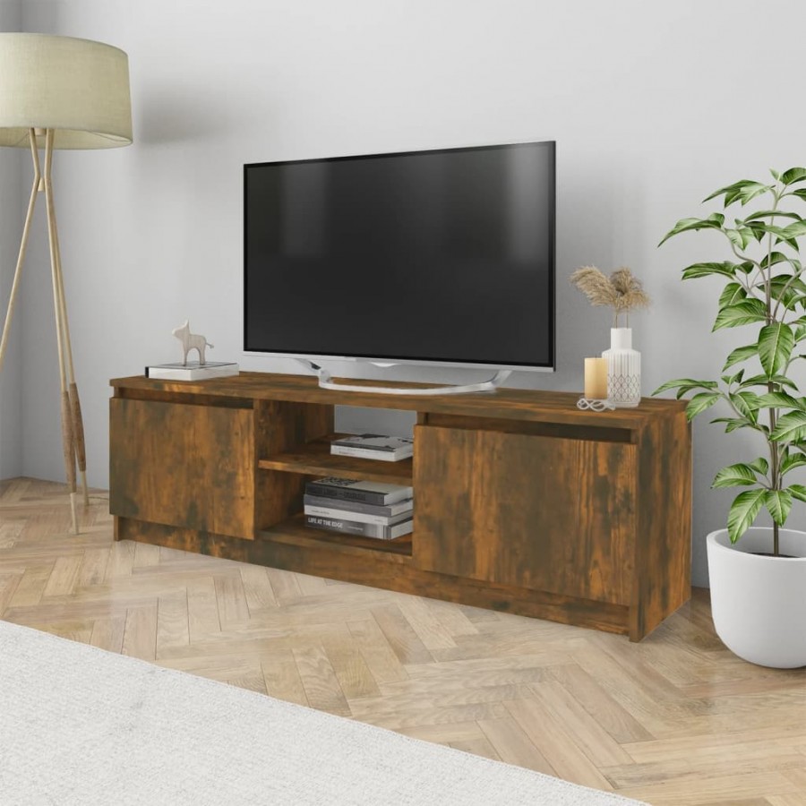 Meuble TV Chêne fumé 120x30x35,5 cm Bois d'ingénierie