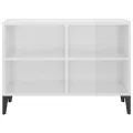 Meuble TV avec pieds en métal Blanc brillant 69,5x30x50 cm