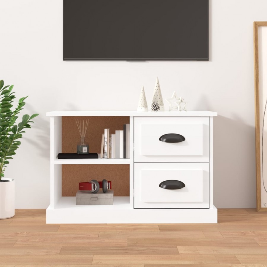 Meuble TV blanc brillant 73x35,5x47,5 cm bois d'ingénierie