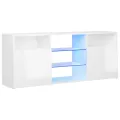 Meuble TV avec lumières LED blanc brillant 120x30x50 cm