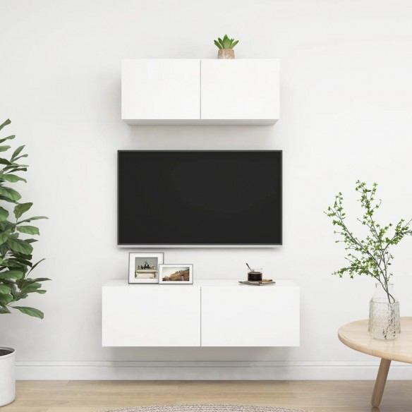 Ensemble de meuble TV 2 pcs Blanc Aggloméré