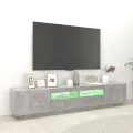 Meuble TV avec lumières LED Gris béton 200x35x40 cm