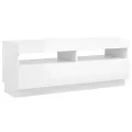 Meuble TV avec lumières LED blanc brillant 100x35x40 cm
