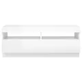 Meuble TV avec lumières LED blanc brillant 100x35x40 cm
