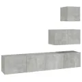 Ensemble de meubles TV 4 pcs Gris béton Bois d'ingénierie