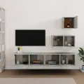 Ensemble de meubles TV 4 pcs Gris béton Bois d'ingénierie