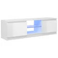 Meuble TV avec lumières LED blanc brillant 120x30x35,5 cm