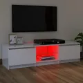 Meuble TV avec lumières LED blanc brillant 120x30x35,5 cm
