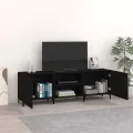 Meuble TV noir 150x30x50 cm bois d'ingénierie