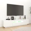 Meuble TV avec lumières LED Blanc 180x35x40 cm