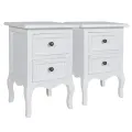 Table de chevet 2 pcs avec 2 tiroirs MDF Blanc