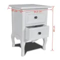 Table de chevet 2 pcs avec 2 tiroirs MDF Blanc