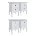 Tables de chevet 4 pcs avec 2 tiroirs MDF Blanc