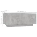 Meuble TV avec lumières LED Gris béton 260x35x40 cm