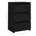 Table de chevet Noir 40x35x62,5 cm Aggloméré