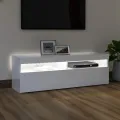 Meuble TV avec lumières LED blanc brillant 120x35x40 cm